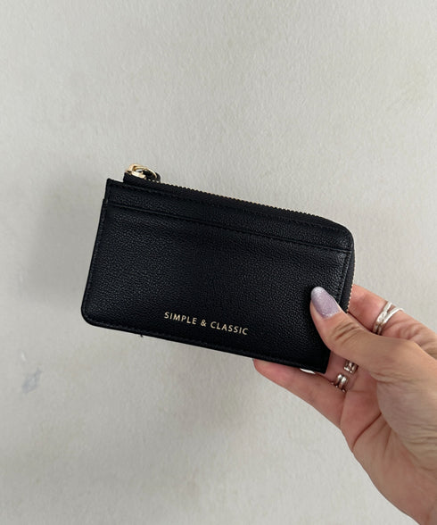 L字ファスナーPU薄型 シンプルデザイン カードケース/ミニ財布 | MD6253023 | ブラック