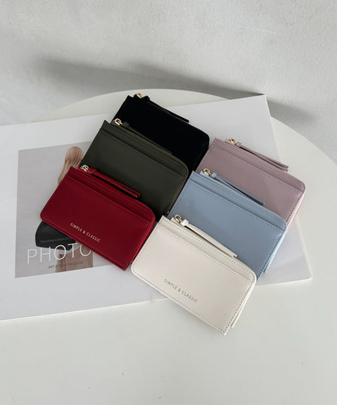 L字ファスナーPU薄型 シンプルデザイン カードケース/ミニ財布 | MD6253023 | カーキ