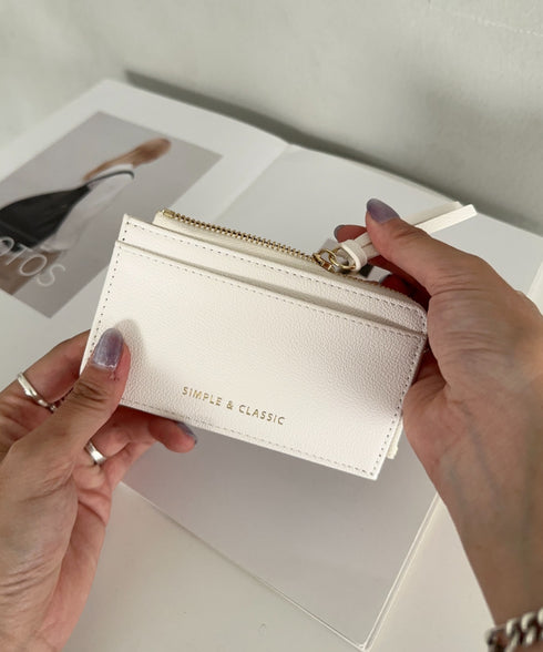 L字ファスナーPU薄型 シンプルデザイン カードケース/ミニ財布 | MD6253023 | アイボリー