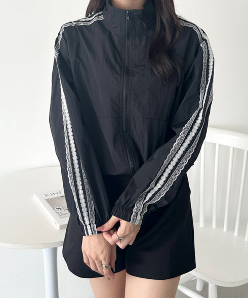 レースラインナイロントラックブルゾン | WR2253026 | ブラック