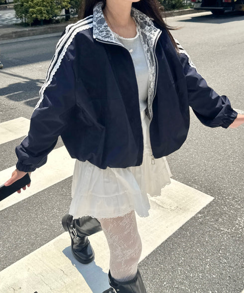 サイドラインレースナイロンブルゾン | SL2253015 | ネイビー