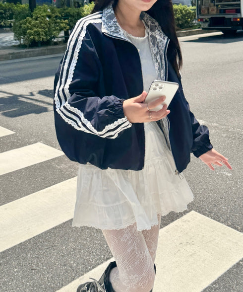 サイドラインレースナイロンブルゾン | SL2253015 | ネイビー