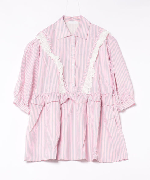 フリルレースストライプミニワンピース | SL2256055 | ピンク