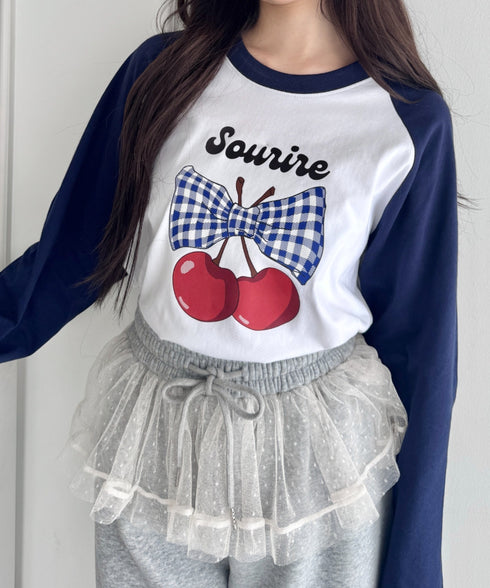 チェリーリボンラグランTシャツ | SL2256056 | ネイビー