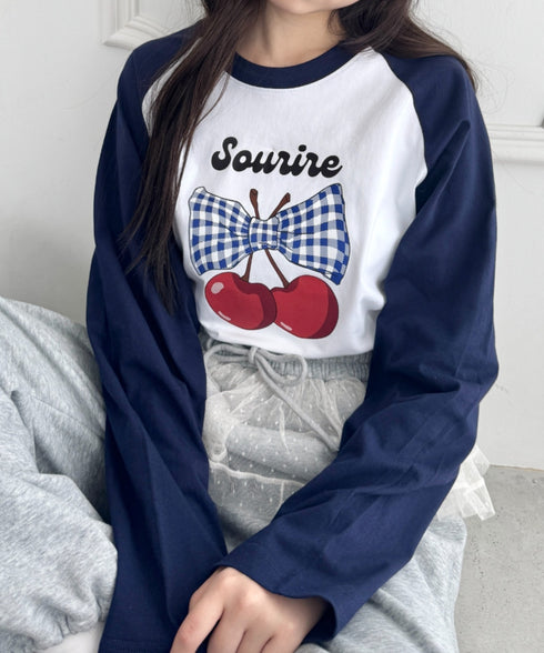 チェリーリボンラグランTシャツ | SL2256056 | ネイビー