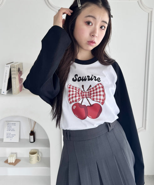 チェリーリボンラグランTシャツ | SL2256056 | ブラック