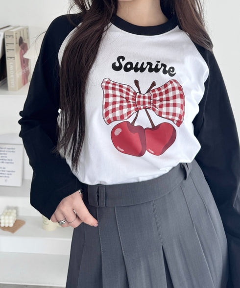 チェリーリボンラグランTシャツ | SL2256056 | ブラック