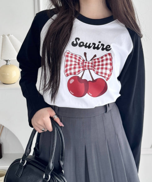 チェリーリボンラグランTシャツ | SL2256056 | ブラック