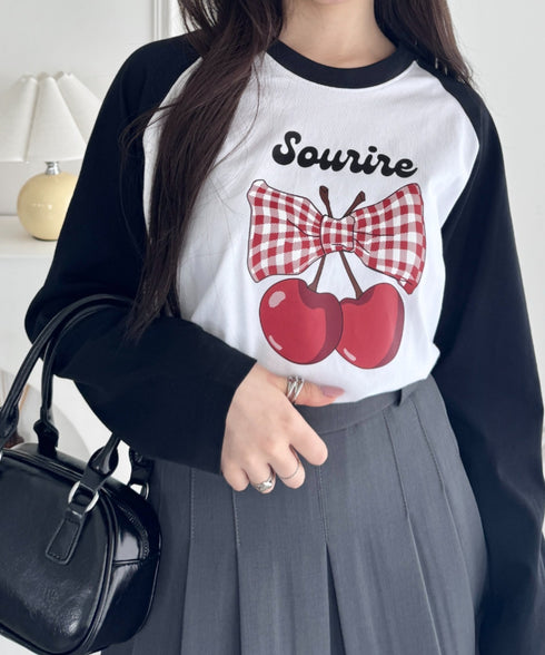 チェリーリボンラグランTシャツ | SL2256056 | ブラック