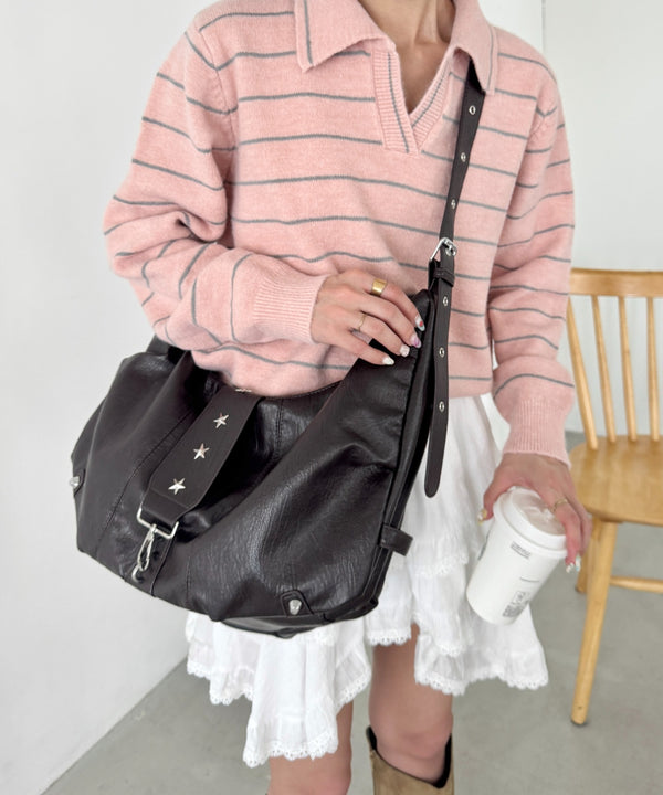 星スタッズPUショルダーバッグ | SL1256062 | ダークブラウン