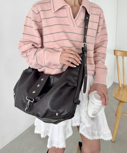 星スタッズPUショルダーバッグ | SL1256062 | ダークブラウン