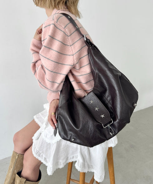 星スタッズPUショルダーバッグ | SL1256062 | ダークブラウン