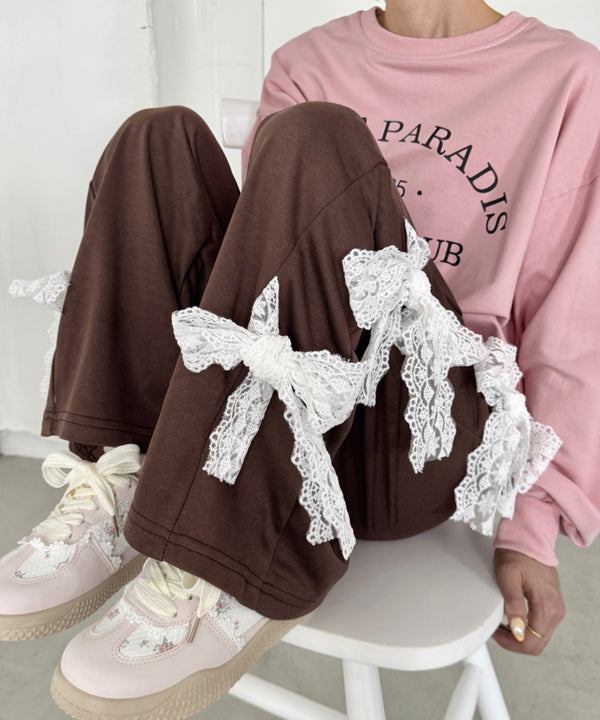 サイドレースリボンスウェットパンツ | SL2256063 | ブラウン