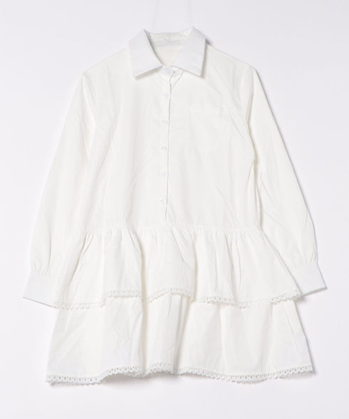 レースヘムフリルシャツワンピース | LO2253009 | ホワイト