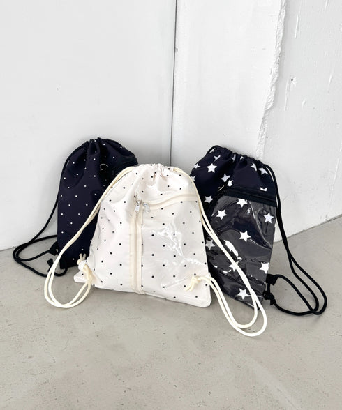 【ドット&スター】クリアポケットナップサック | LO1256030 | ブラック