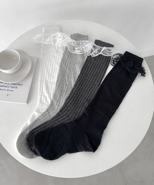 フリルレースハイソックス | LO6256029 | ブラック