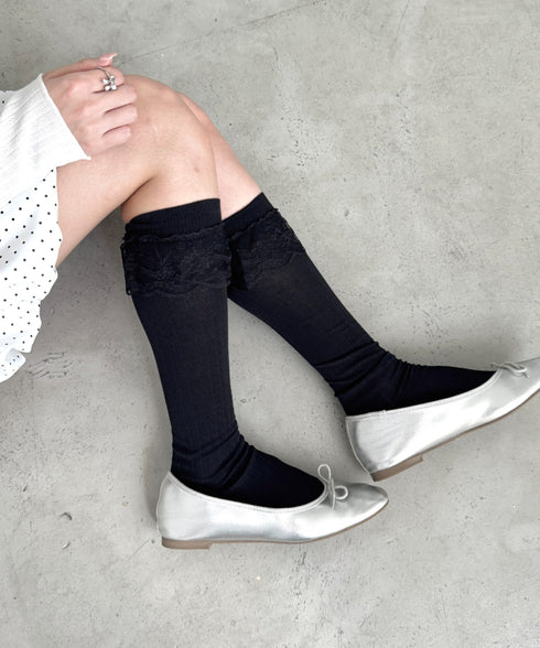 フリルレースハイソックス | LO6256029 | ブラック