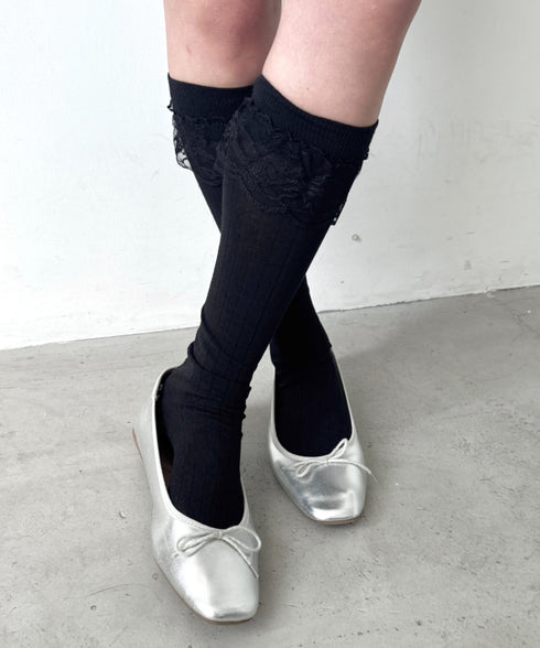 フリルレースハイソックス | LO6256029 | ブラック