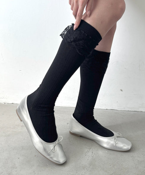フリルレースハイソックス | LO6256029 | ブラック