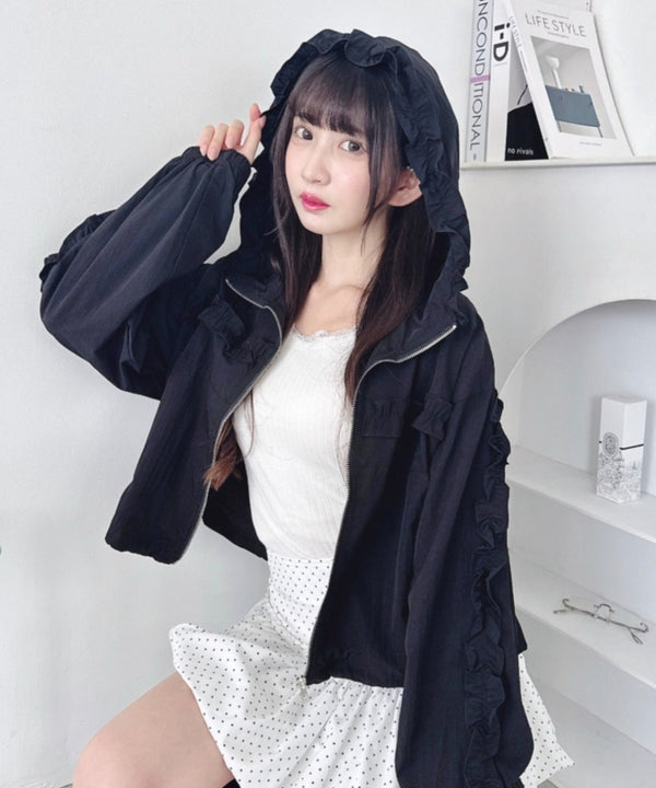フリルフードブルゾン | LO2253011 | ブラック