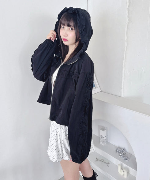 フリルフードブルゾン | LO2253011 | ブラック