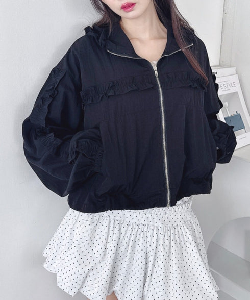 フリルフードブルゾン | LO2253011 | ブラック