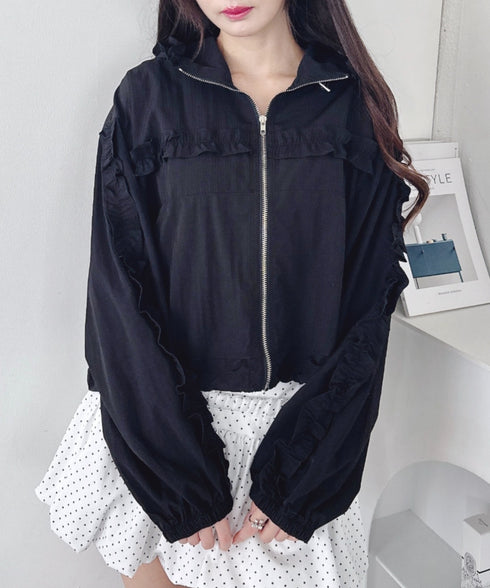 フリルフードブルゾン | LO2253011 | ブラック