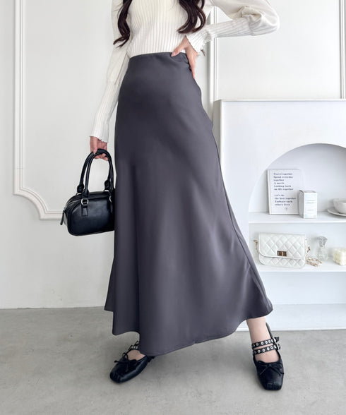 サテンマーメイドスカート | LO2256027 | チャコールグレー