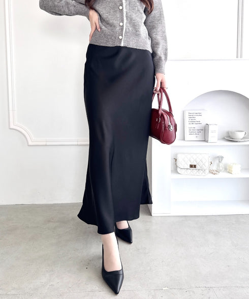 サテンマーメイドスカート | LO2256027 | ブラック