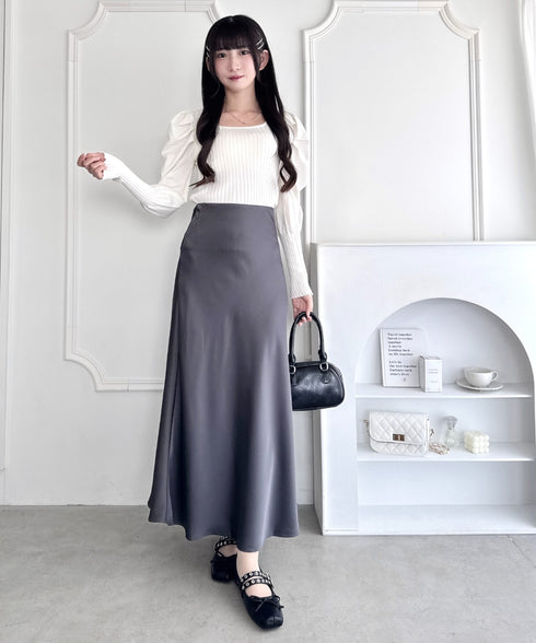 サテンマーメイドスカート | LO2256027 | チャコールグレー