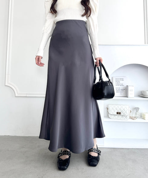 サテンマーメイドスカート | LO2256027 | チャコールグレー