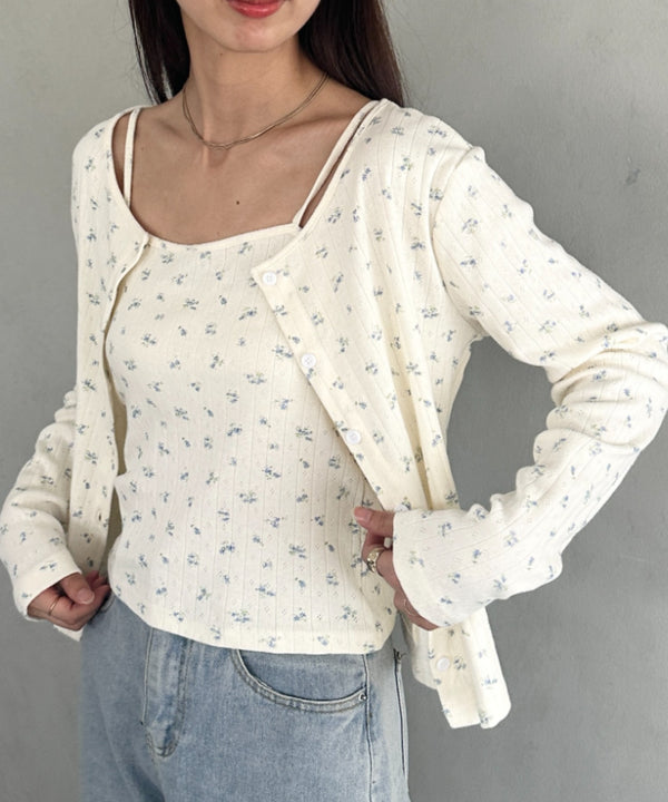 2点SET 小花柄キャミ付きカーディガン | MD2253027 | アイボリー