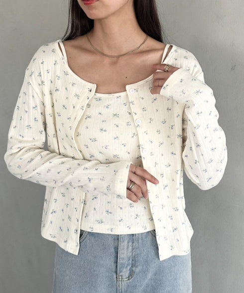 2点SET 小花柄キャミ付きカーディガン | MD2253027 | アイボリー