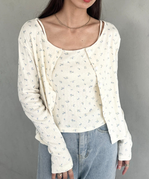 2点SET 小花柄キャミ付きカーディガン | MD2253027 | アイボリー