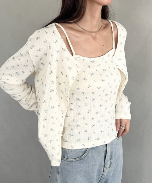 2点SET 小花柄キャミ付きカーディガン | MD2253027 | アイボリー