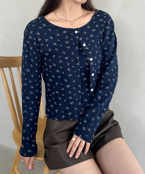 2点SET 小花柄キャミ付きカーディガン | MD2253027 | ネイビー