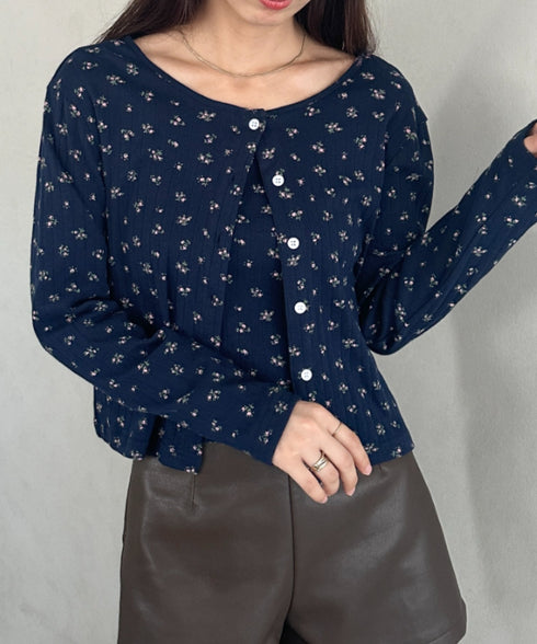 2点SET 小花柄キャミ付きカーディガン | MD2253027 | ネイビー