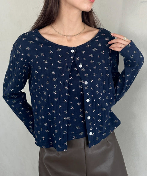 2点SET 小花柄キャミ付きカーディガン | MD2253027 | ネイビー