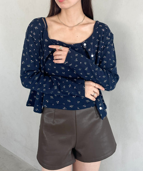 2点SET 小花柄キャミ付きカーディガン | MD2253027 | ネイビー