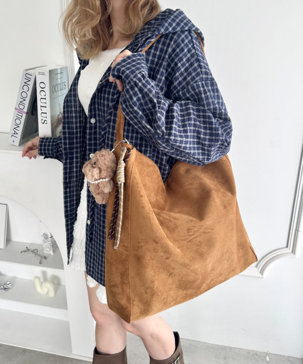 【A4サイズ対応】フェイクスエードショルダートートバッグ | LO1256032 | ベージュ