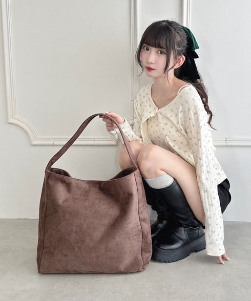 【A4サイズ対応】フェイクスエードショルダートートバッグ | LO1256032 | ブラウン