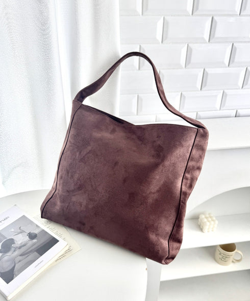 【A4サイズ対応】フェイクスエードショルダートートバッグ | LO1256032 | ブラウン