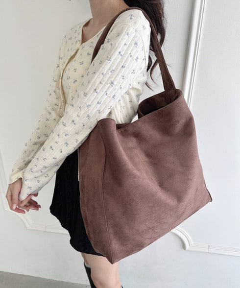 【A4サイズ対応】フェイクスエードショルダートートバッグ | LO1256032 | ブラウン