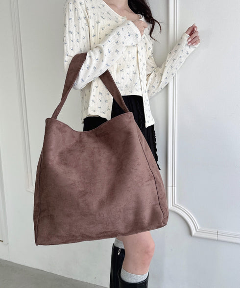 【A4サイズ対応】フェイクスエードショルダートートバッグ | LO1256032 | ブラウン