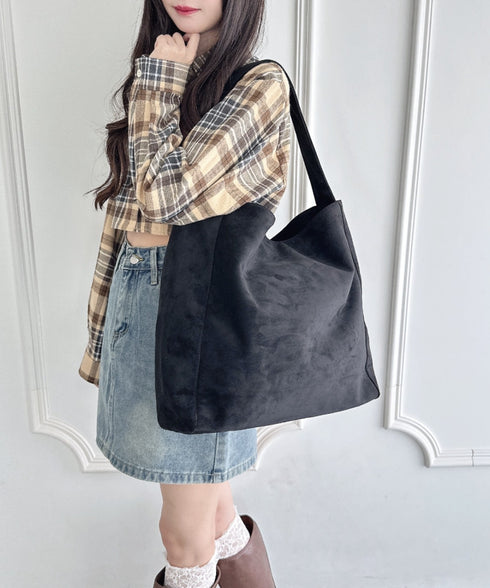 【A4サイズ対応】フェイクスエードショルダートートバッグ | LO1256032 | ブラック