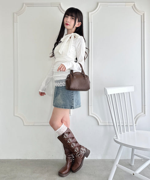 裾レースリボンリブトップス | LO2256035 | アイボリー