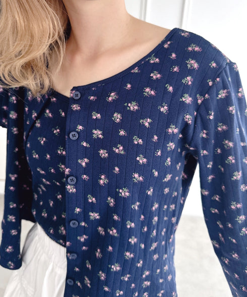 【2点SET】フラワープリントカーディガン+キャミソール | LO2253015 | ネイビー