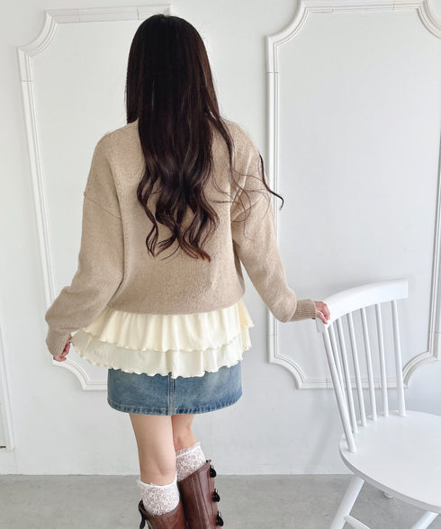 裾フリルティアードハイネックトップス | LO2253016 | ホワイト