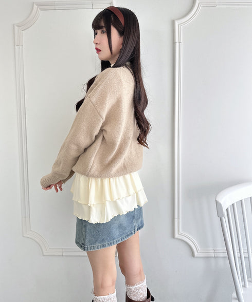 裾フリルティアードハイネックトップス | LO2253016 | ホワイト