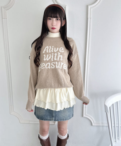 裾フリルティアードハイネックトップス | LO2253016 | ホワイト